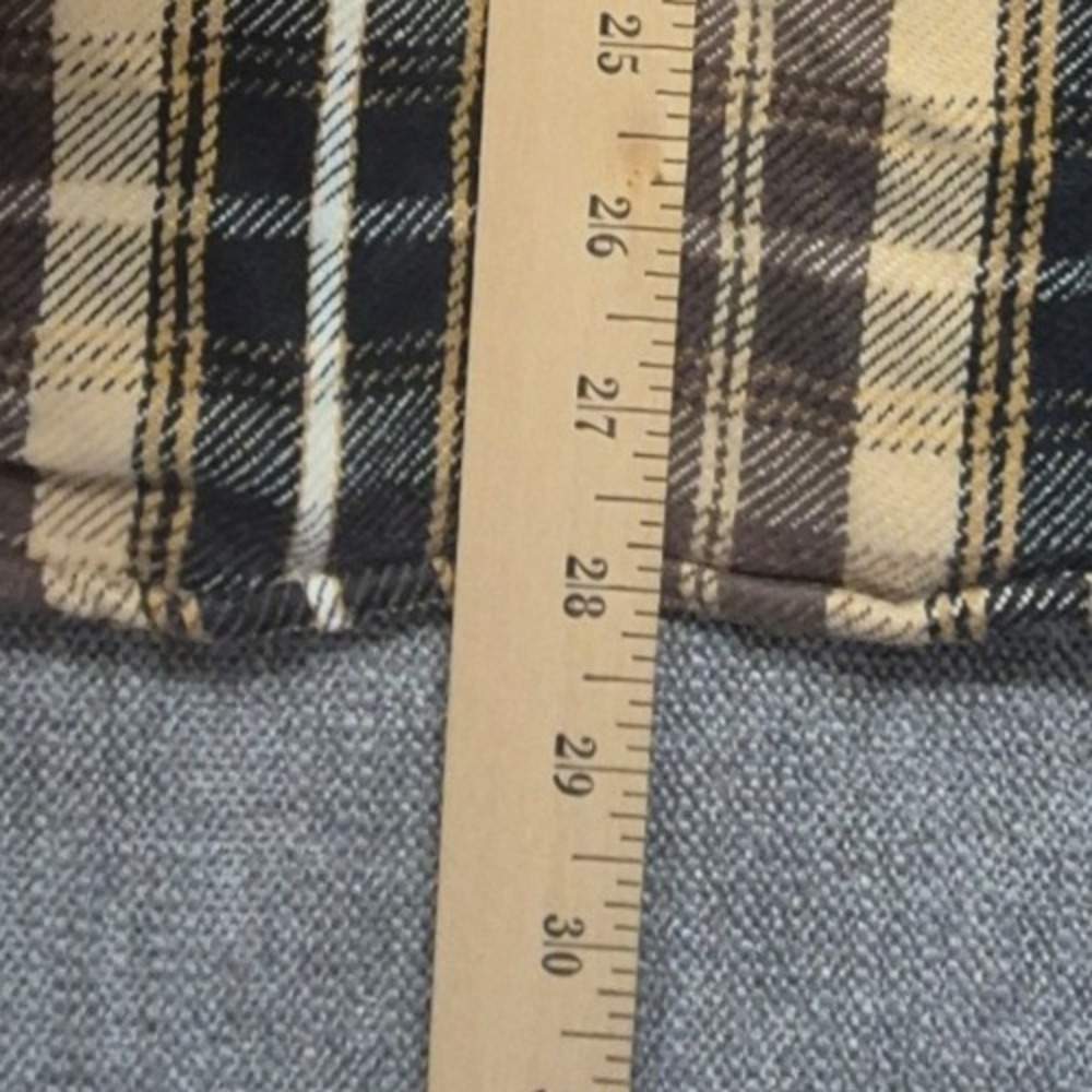 VTG St. John Bay men's brown plaid flannel button up long sleeve shirt LG Cotton - Picture 12 of 14